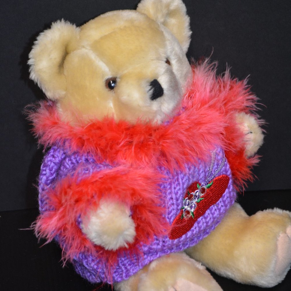 Red Hat Society Plush Jointed Teddy Bear VINTAGE - Picture 5 of 7